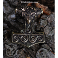 Bronze Huge Thor's Hammer with head of Raven Bird Mjolnir Vikings Amulet Nordic 3D Pendant Necklace